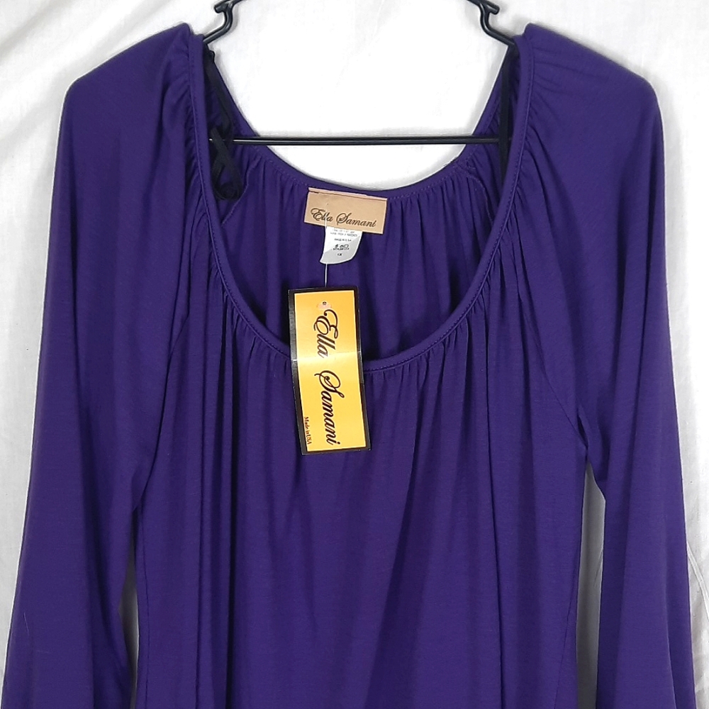 Ella Samani Womens Stretch Blouse 1X Purple NEW With Tag - Picture 2 of 10